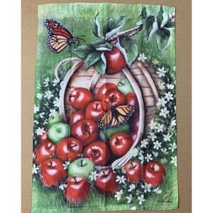 Flag Red Apples Basket Butterflies Flowers Daisies Double Sided Poly 12.25"x18"